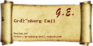 Grünberg Emil névjegykártya
